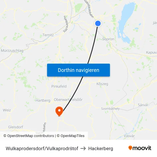 Wulkaprodersdorf/Vulkaprodrštof to Hackerberg map