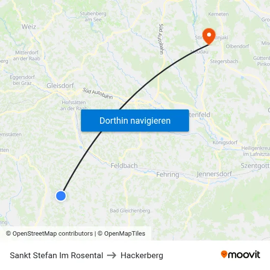 Sankt Stefan Im Rosental to Hackerberg map