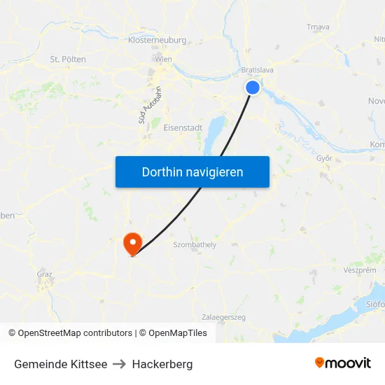 Gemeinde Kittsee to Hackerberg map