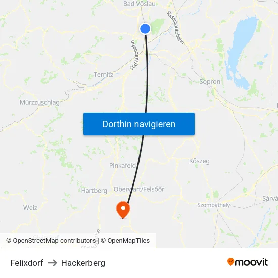 Felixdorf to Hackerberg map
