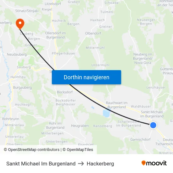 Sankt Michael Im Burgenland to Hackerberg map