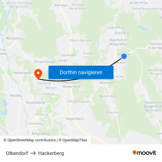 Olbendorf to Hackerberg map