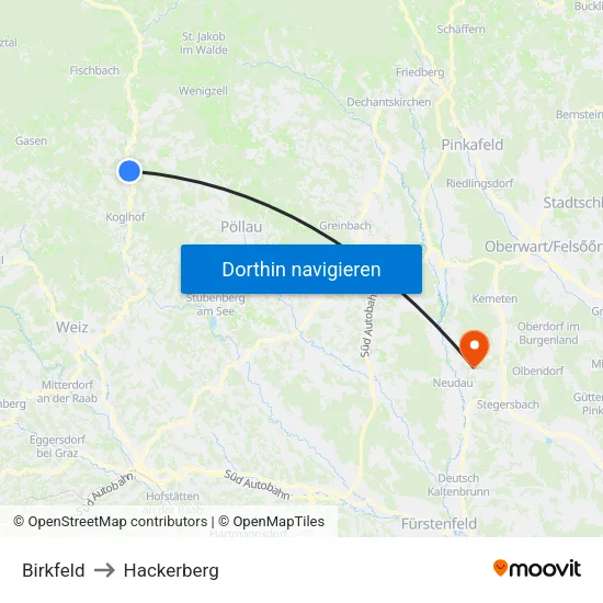 Birkfeld to Hackerberg map