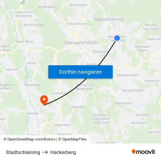 Stadtschlaining to Hackerberg map