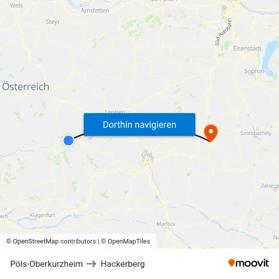 Pöls-Oberkurzheim to Hackerberg map