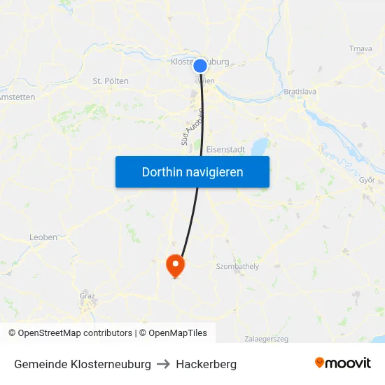 Gemeinde Klosterneuburg to Hackerberg map