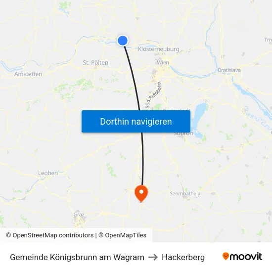 Gemeinde Königsbrunn am Wagram to Hackerberg map