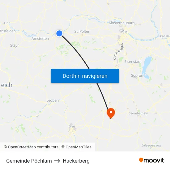 Gemeinde Pöchlarn to Hackerberg map