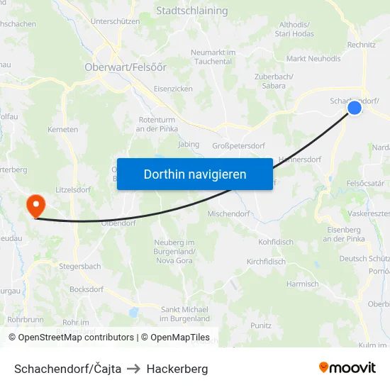 Schachendorf/Čajta to Hackerberg map