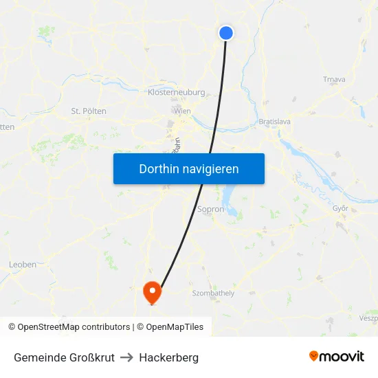 Gemeinde Großkrut to Hackerberg map