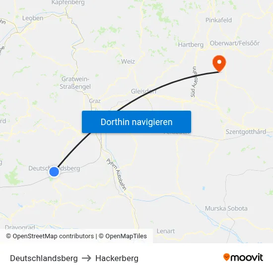 Deutschlandsberg to Hackerberg map