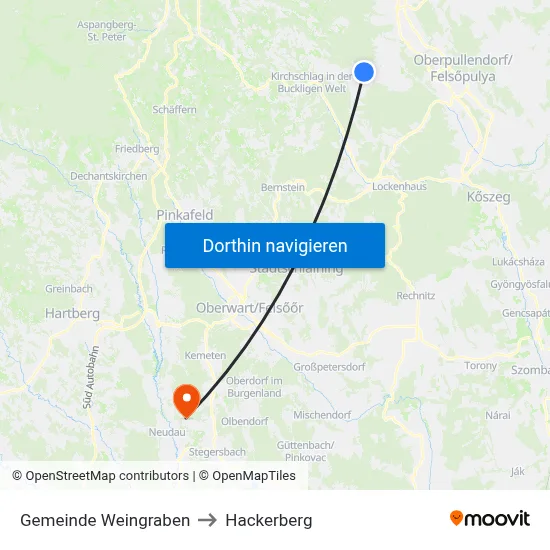 Gemeinde Weingraben to Hackerberg map
