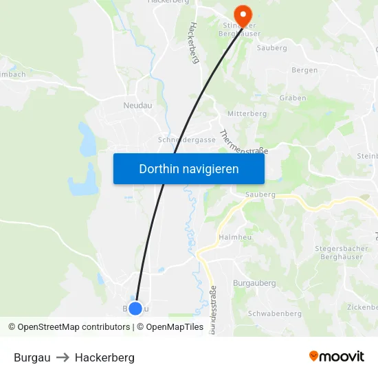Burgau to Hackerberg map