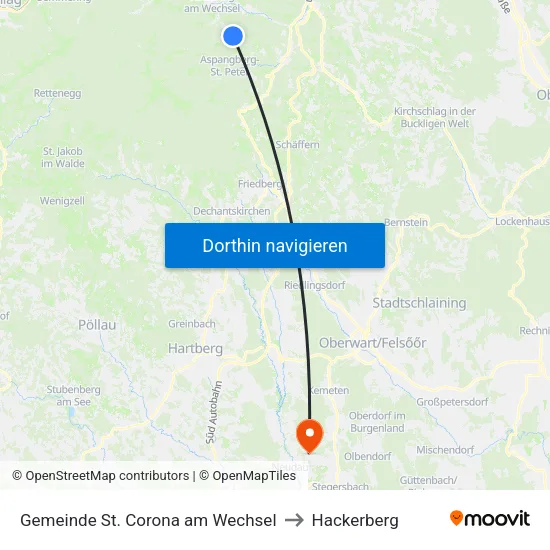 Gemeinde St. Corona am Wechsel to Hackerberg map