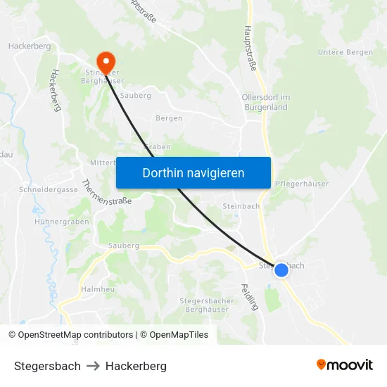Stegersbach to Hackerberg map