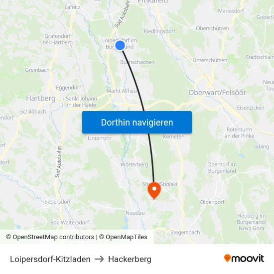 Loipersdorf-Kitzladen to Hackerberg map