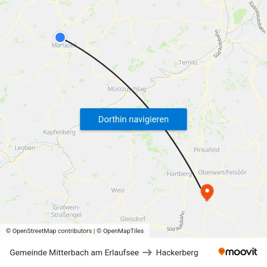 Gemeinde Mitterbach am Erlaufsee to Hackerberg map