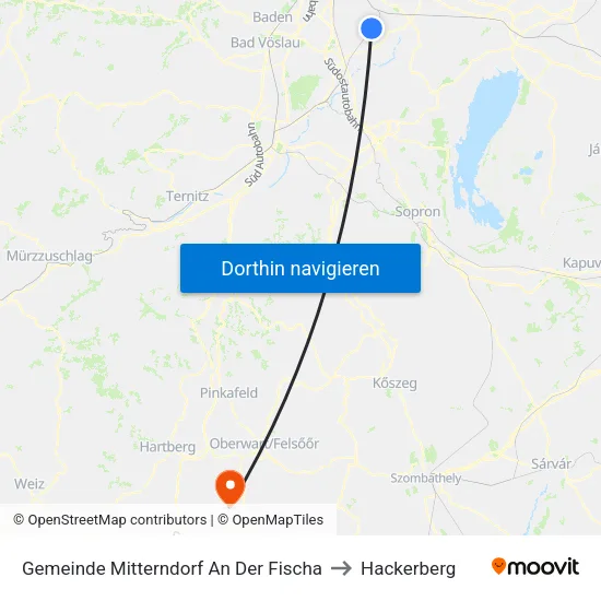 Gemeinde Mitterndorf An Der Fischa to Hackerberg map