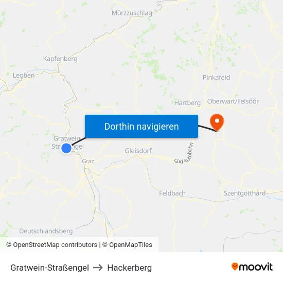 Gratwein-Straßengel to Hackerberg map
