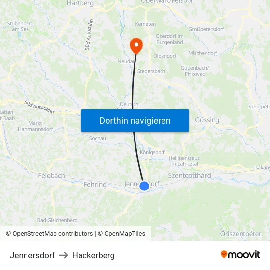 Jennersdorf to Hackerberg map