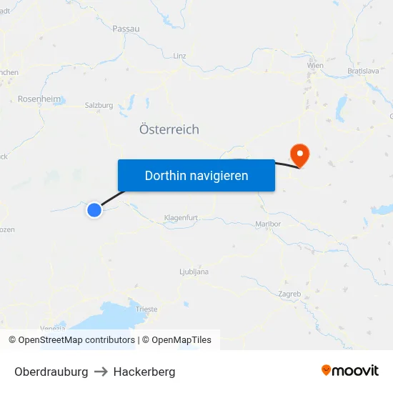 Oberdrauburg to Hackerberg map