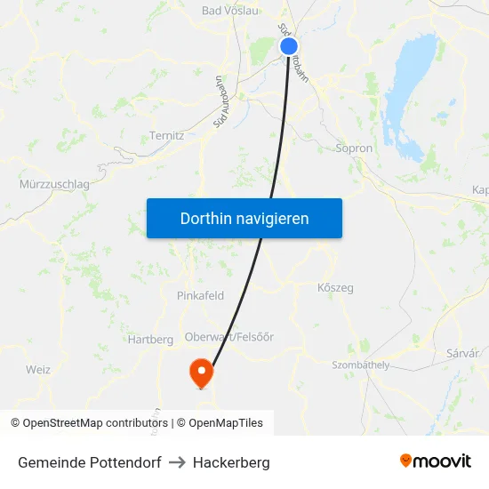 Gemeinde Pottendorf to Hackerberg map