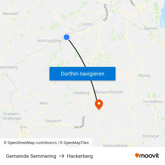Gemeinde Semmering to Hackerberg map