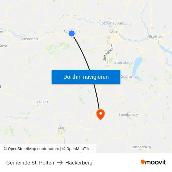 Gemeinde St. Pölten to Hackerberg map