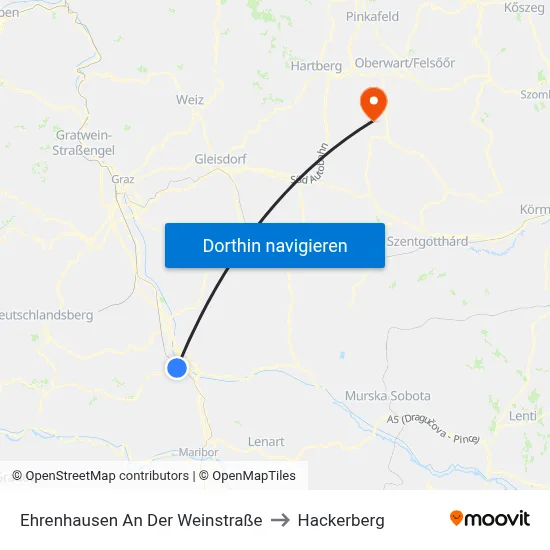 Ehrenhausen An Der Weinstraße to Hackerberg map