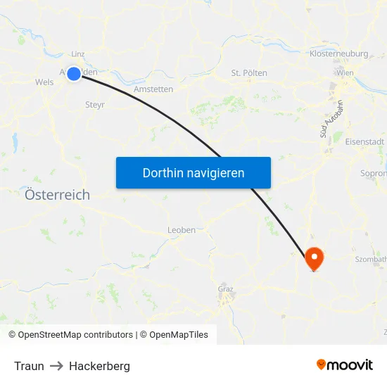 Traun to Hackerberg map
