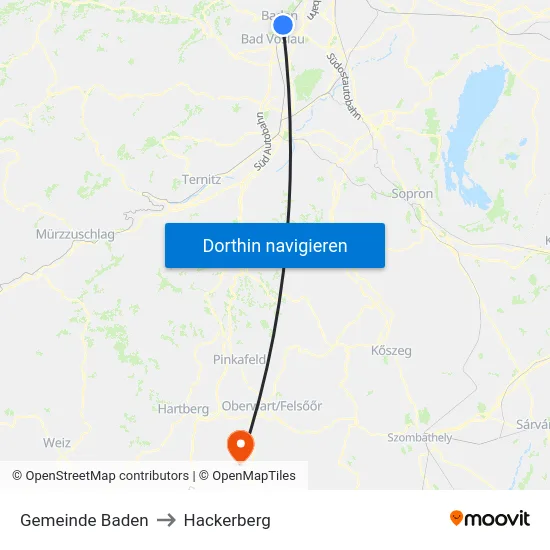 Gemeinde Baden to Hackerberg map