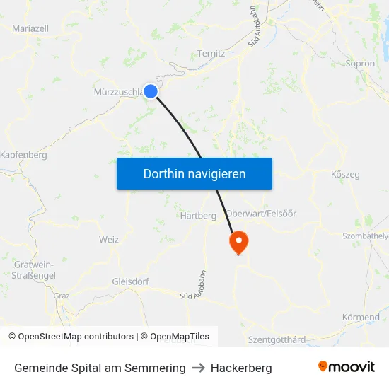 Gemeinde Spital am Semmering to Hackerberg map