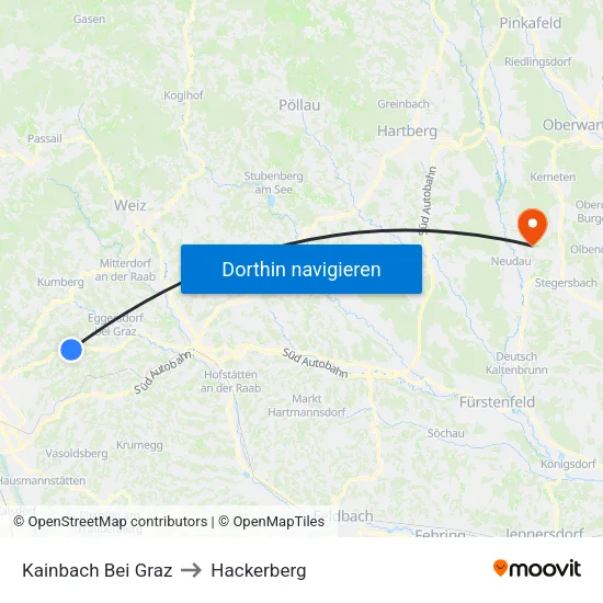 Kainbach Bei Graz to Hackerberg map