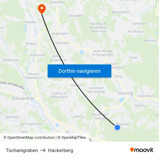 Tschanigraben to Hackerberg map