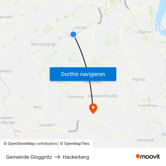 Gemeinde Gloggnitz to Hackerberg map