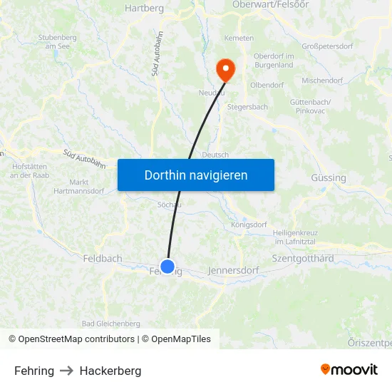 Fehring to Hackerberg map