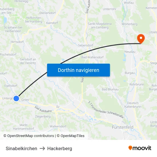 Sinabelkirchen to Hackerberg map