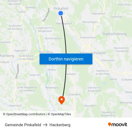 Gemeinde Pinkafeld to Hackerberg map