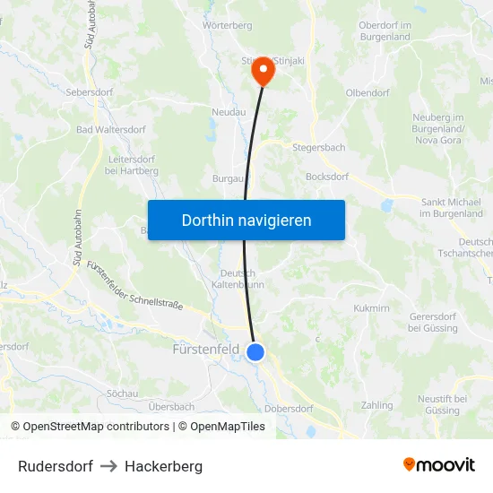 Rudersdorf to Hackerberg map