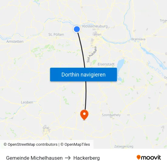 Gemeinde Michelhausen to Hackerberg map