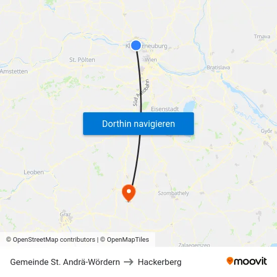Gemeinde St. Andrä-Wördern to Hackerberg map