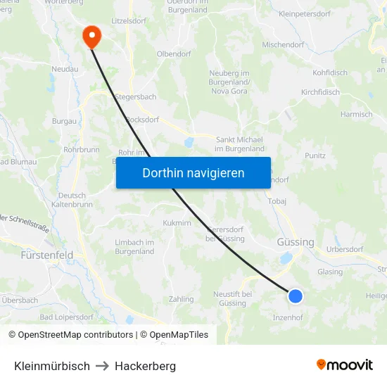Kleinmürbisch to Hackerberg map