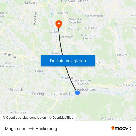 Mogersdorf to Hackerberg map