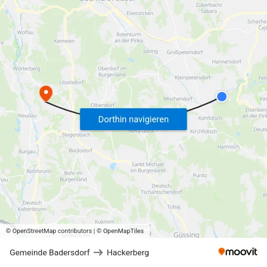 Gemeinde Badersdorf to Hackerberg map