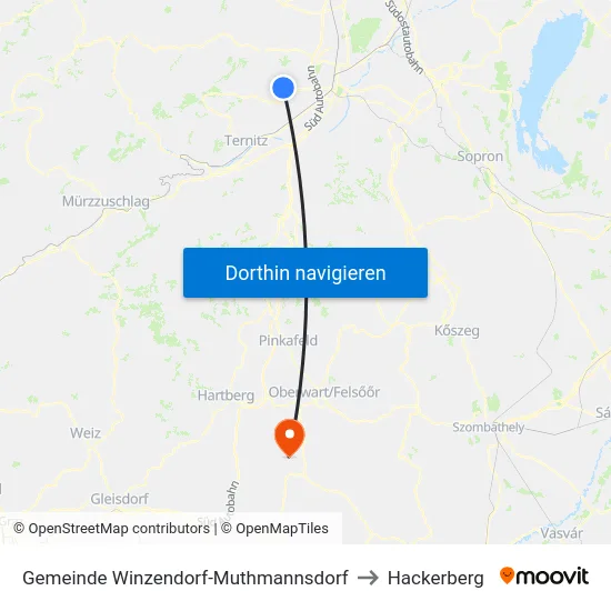 Gemeinde Winzendorf-Muthmannsdorf to Hackerberg map