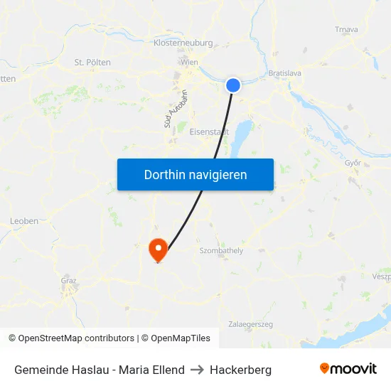 Gemeinde Haslau - Maria Ellend to Hackerberg map