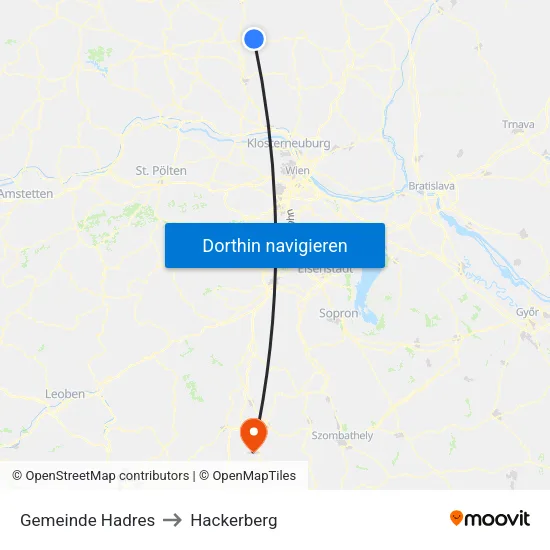 Gemeinde Hadres to Hackerberg map