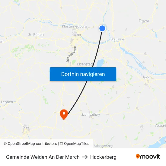 Gemeinde Weiden An Der March to Hackerberg map