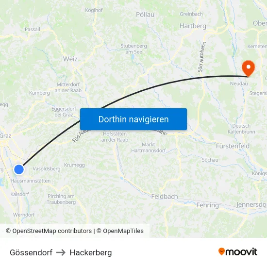 Gössendorf to Hackerberg map