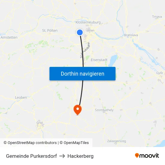 Gemeinde Purkersdorf to Hackerberg map